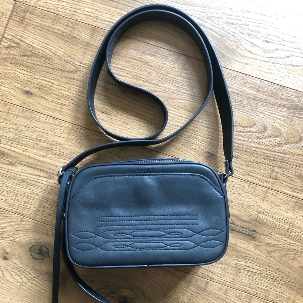 Allsaints Cooper SM Crossbody Camera Bag Navy Blue